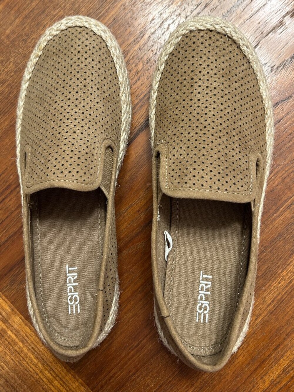 Esprit Nadine Women's Espadrille Slip-On Flat Loafers Size 6 Medium Taupe NWOT